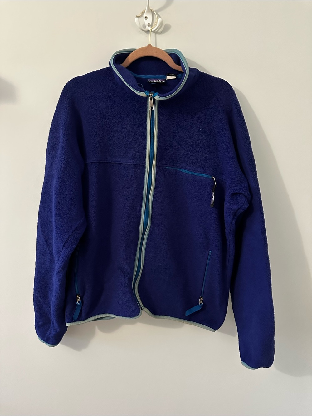 Patagonia Blue Full-Zip Fleece Jacket with Teal Trim